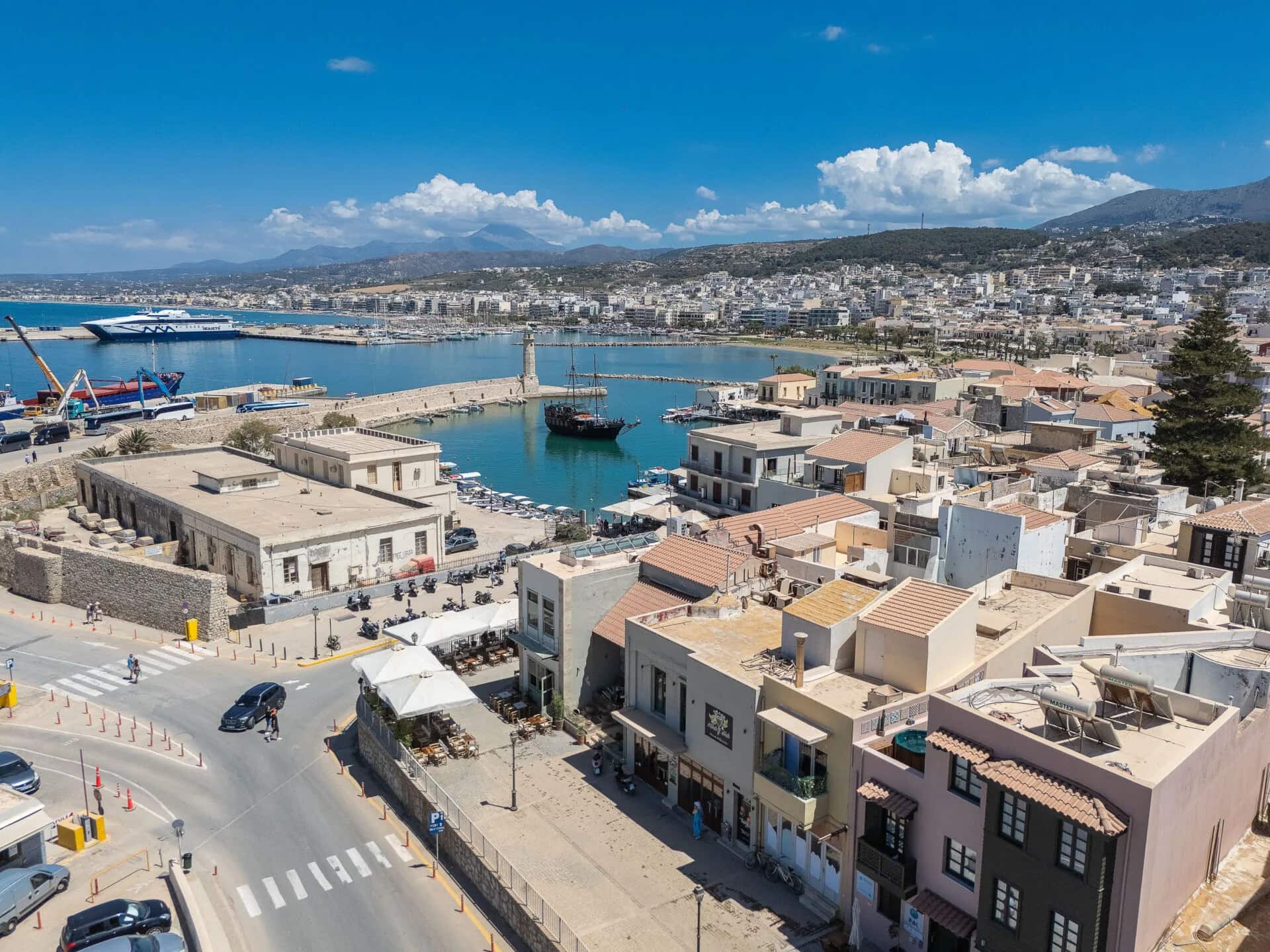 Rethymno old town and the Venetian harbour from above